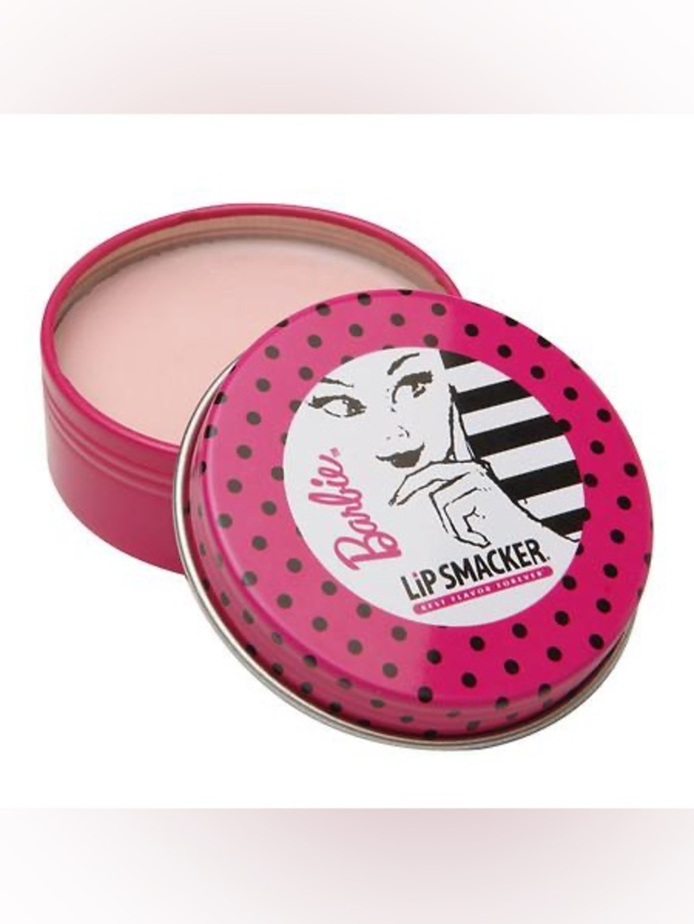 NWT Barbie Lip Smacker Lip Balm Tin, Cotton Candy Love, .37 oz